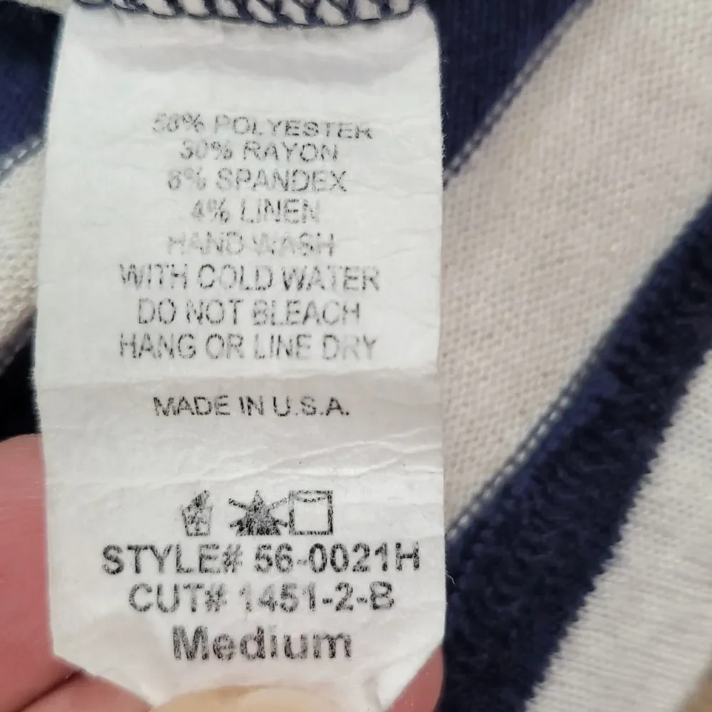 🔸️Always Me Blue Striped Open Front Elbow Patch Sweater Medium - Picture 9 of 9
